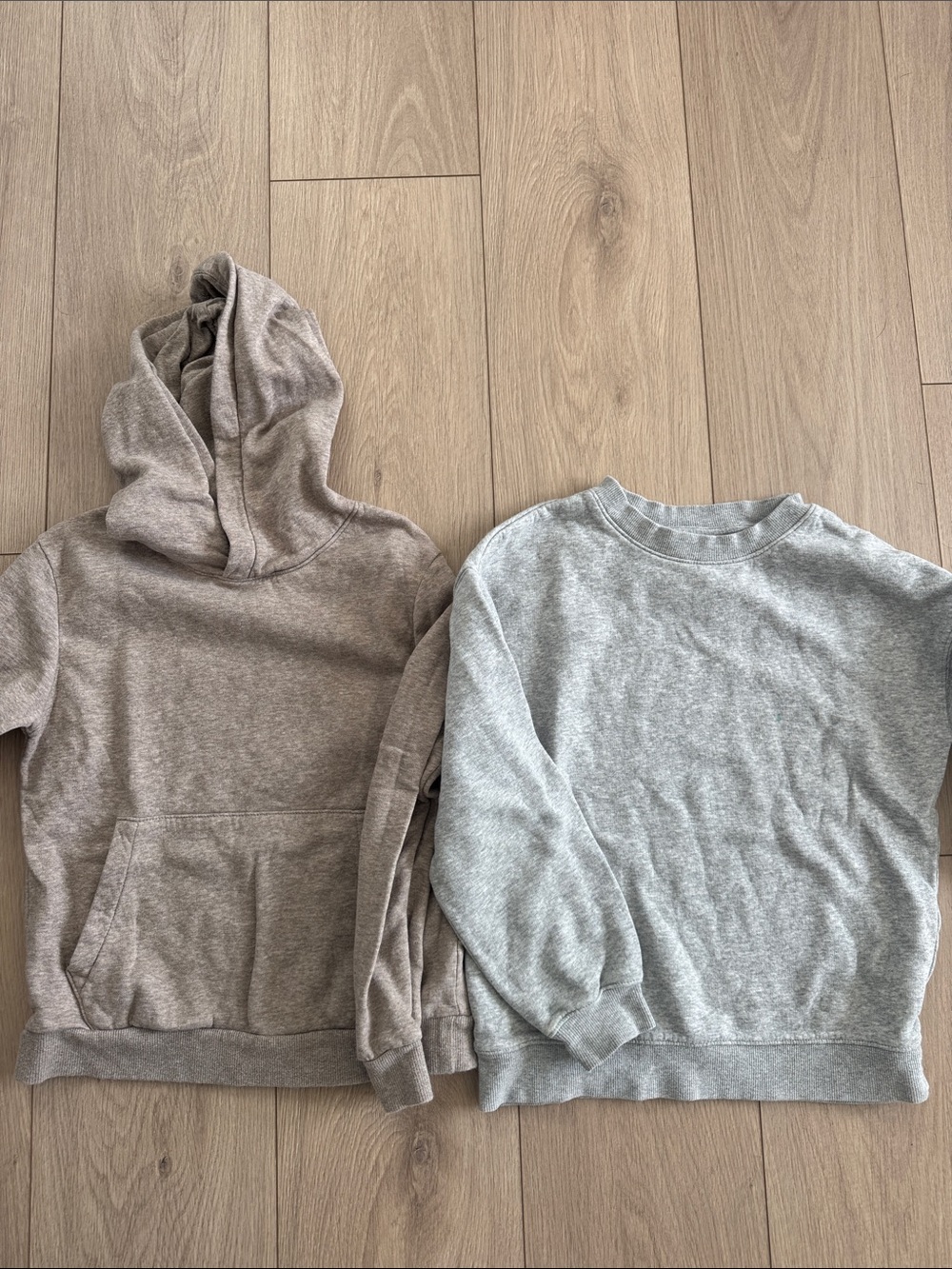 H&M Kids Hoodie & Crew Sweatshirt Set - Taupe & Light Gray
